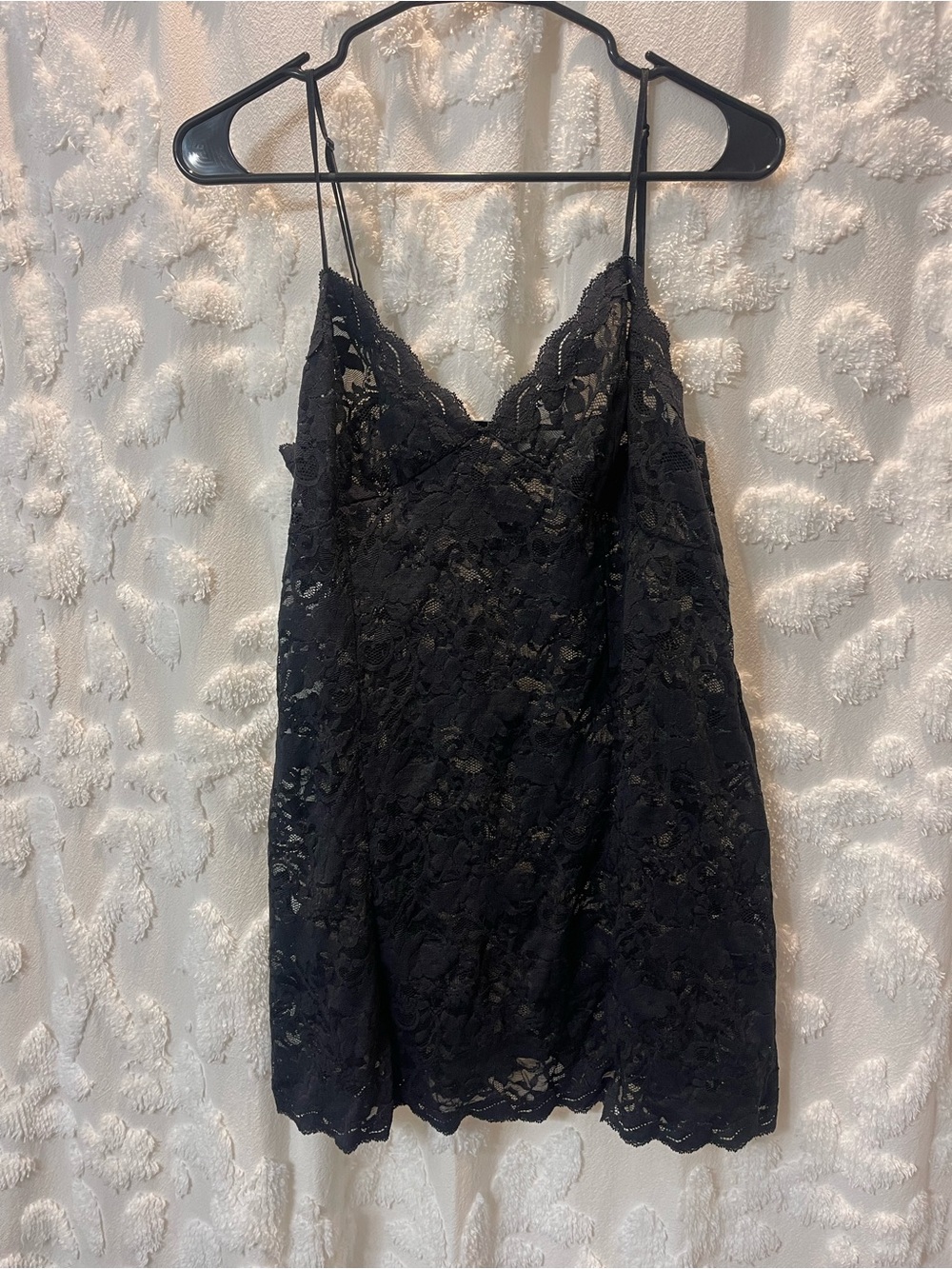 Vintage Victoria's Secret 1997 black lace slip dress with floral design